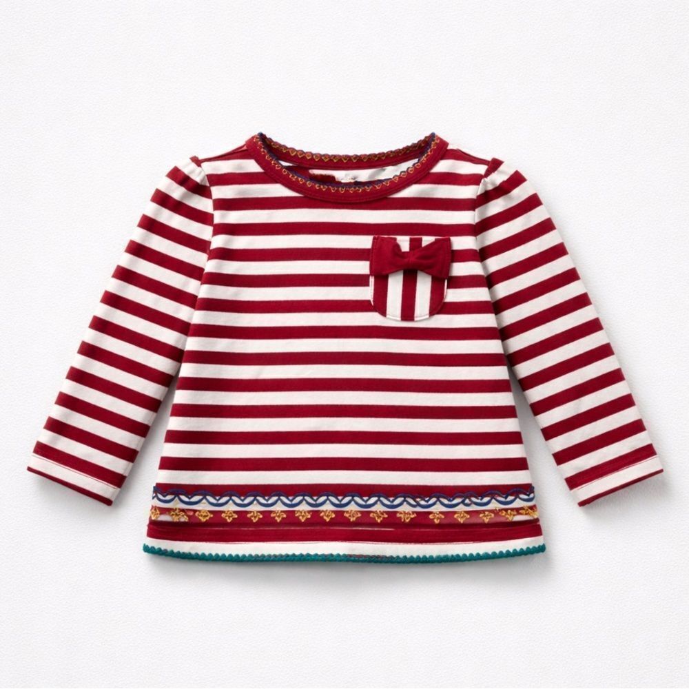 Matilda Jane fuchsia and white stripe long sleeve embroidered pocket tshirt 6-12